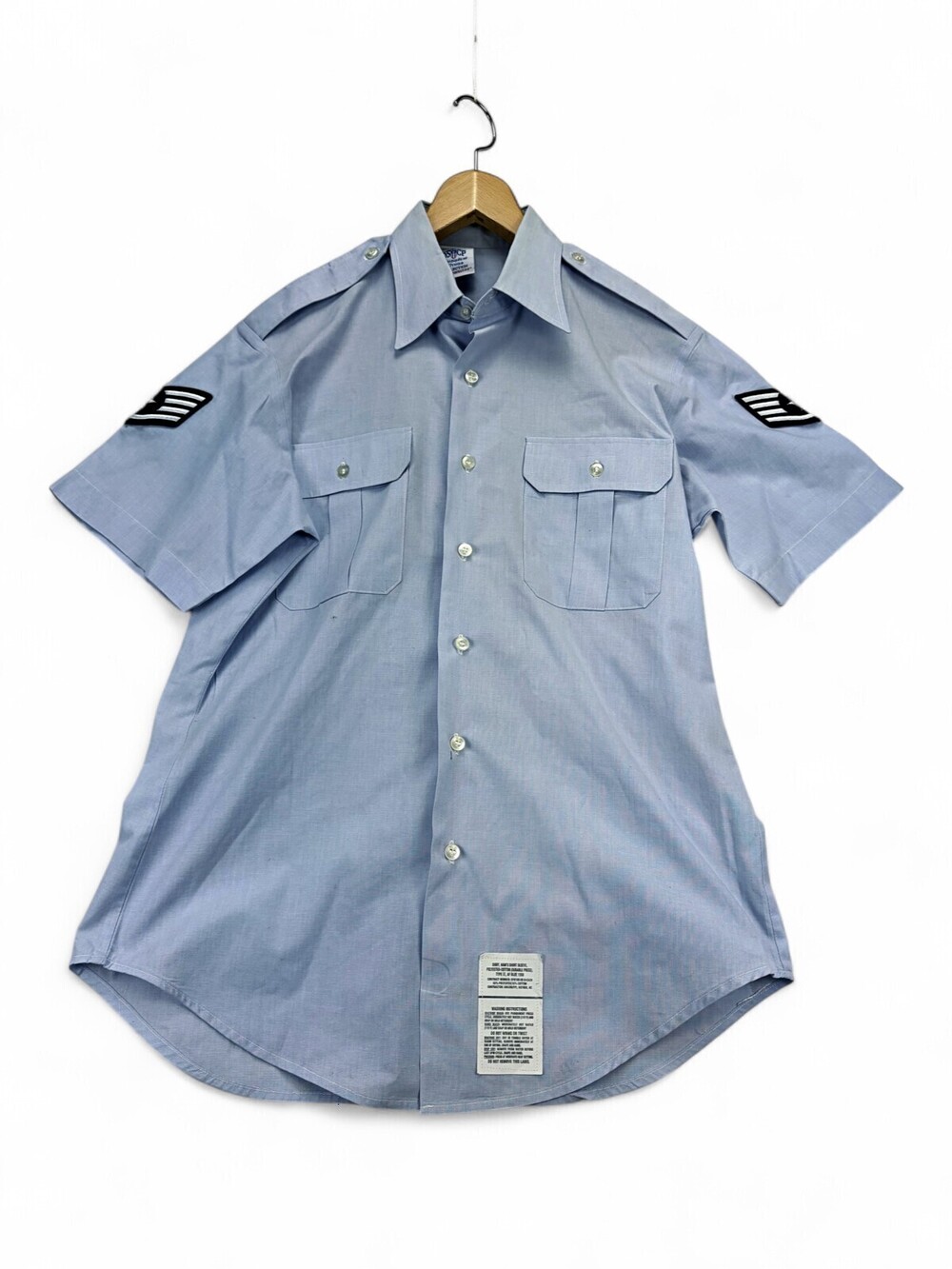 DSCP Men's Short-Sleeve Uniform Button-Down Shirt Light Blue